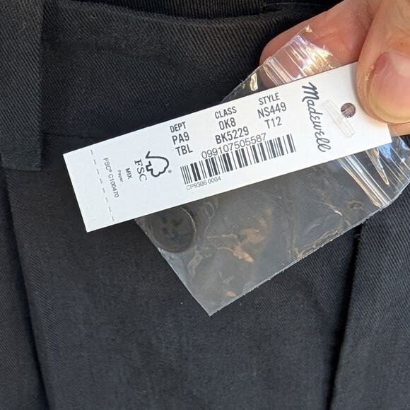 NWT Madewell Black Tall Slouchy Straight Pants in Drapey Twill, Size 12 - Picture 3 of 10